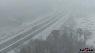 Flying In The 1st Snow Storm Checking Out Highways Portage Indiana 4K Drone Footage