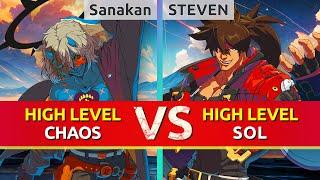 GGST ▰ Sanakan (Happy Chaos) vs STEVEN (Sol). High Level Gameplay