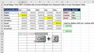 Excel Magic Trick 1307: Conditionally Format Multiple Non-Adjacent Cells in Cross Tabulated Table