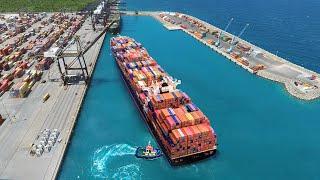 Genius Techniques to Move Massive Container Ships Inside Crowded Ports