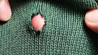 Как зашить дырку на мужском свитере. Красиво и оригинально.How to sew a hole on a men's sweater.