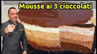 Mousse ai 3 cioccolati fatta in casa spettacolare. Ricetta semplice-corso di pasticceria