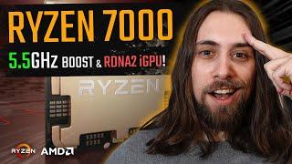 ZEN4 CPUs at 5.5GHz!! | Ryzen 7000 with RDNA2 Integrated Graphics! | AMD COMPUTEX 2022