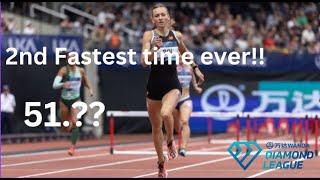 Femke bol runs the SECOND FASTEST TIME EVER in the 400m hurdles || London diamond league