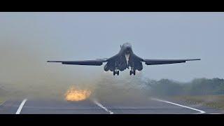 Pilot abort take-off!! try again in their incredibly loud USAF B1B Bombers Fairford