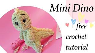 NO SEW dinosaur, FREE crochet tutorial, Mini Dino toy, howow to crochet a dinosaur