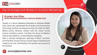 Presented By DIGITALCONFEX | Kryslyn Oliza | Top 25 Exceptional Women in Content Marketing #dubai