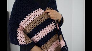 V stitch rectangular shawl crochet pattern