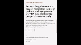 Focused lung ultrasound to predict respiratory failure in patients with symptoms of C... | RTCL.TV