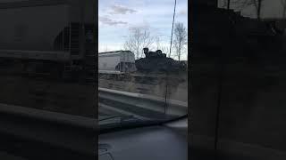 Train pulls US Military Tanks through Pittsburgh Pa