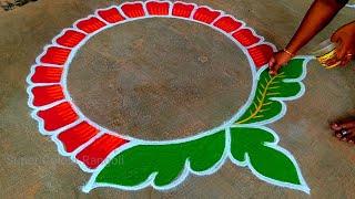 Pongal pot rangoliSankranthi muggulubhogi kundala muggulupongal paanai kolamSuper colour rangoli