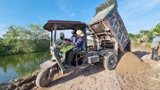 Amazing, the diy 3 wheeler truck carrying sand and construction materials is very strong,hieu excava