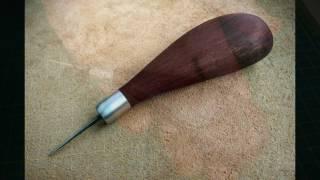 Making leather stitching awl with amaranth handle