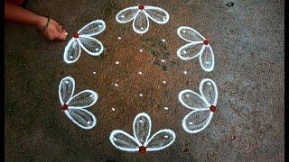 Aadi 1 pandigai flowers kolam|easy muggulu|7*4 dotsaadi madham special kolam|Beautiful rangoli