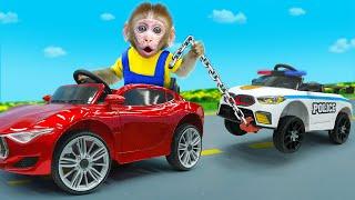 KiKi Monkey ride on Car to do his mission | KUDO ANIMAL KIKI
