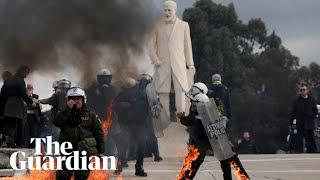 Violent clashes erupt between youths and riot police amid protest in Athens