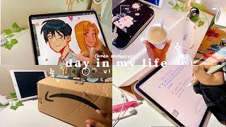 Day in my life  | working on commissions, amazon unboxing + sketching