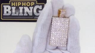 Bling Bling Dog Tag | Gold Hip Hop Pendant | Prong Setting