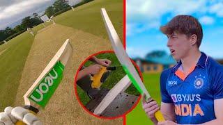 Batting with a HOMEMADE Bat (in a real match…)
