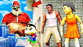 Franklin and Shinchan & Pinchan play HIDE AND KILL with Squid Game Doll In GTA 5