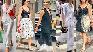 ITALIAN SUMMER 2024 OUTFIT IDEAS MILAN STREET FASHION BLACK & WHITE OUTFITS IN STYLE #vanityfair