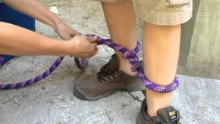 Farm, how to hobble milking animal with rope to milk with out kicking.