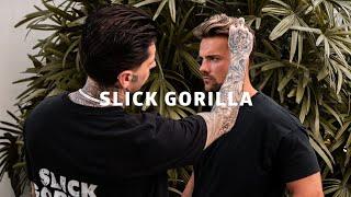 Men’s Slickback hairstyle styled using Slick Gorilla Hair Styling Powder.