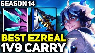 RANK 1 BEST EZREAL IN THE WORLD 1V9 CARRY GAMEPLAY! | Season 14 League of Legends