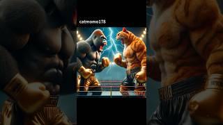 FIGHT FOR DADCAT VS KING KONG #cat #cute #cutecat #fight  #cats #catlover #trending #shorts #ai