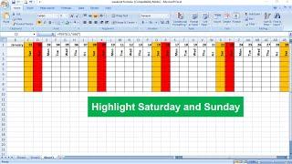 Excel Trick, Highlight Saturday and Sunday, शनिवार और रविवार को हाइलाइट कैसे करें.
