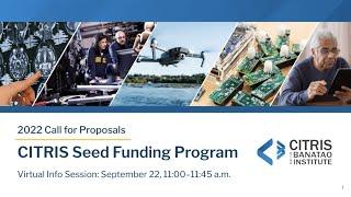 CITRIS Seed Funding Program: Info Session 2022