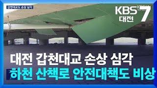 대전 갑천대교 손상 심각…하천 산책로 안전대책도 비상 / KBS  2024.07.15.