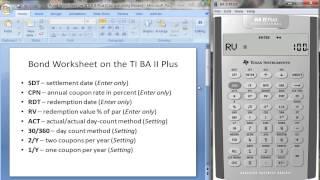 Bond Worksheet on TI BA II Plus Calculator