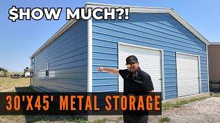 30x45 Metal Storage Garage with Porch Tour | Metal Building Cost | WolfSteel Buildings