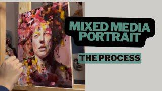 Abstract Portrait Process - Mixed Media Art