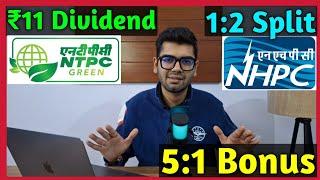 NTPC Green Big Update • NHPC Ltd • Stocks Declared High Dividend, Bonus & Split With Ex Date's