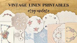 Vintage Linen Printables | Junk Journal Ephemera & Craft Supplies | Etsy Shop Update