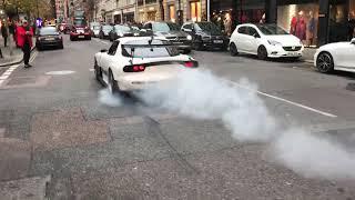 Monky London Mazda RX7 Burnout, Exhaust Sound + Acceleration On The Streets | Supercars Of London