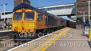 GBRf’s entire current class 66/7 fleet. 66701 - 66799. All 100 locos featured.