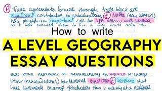 How to write essay questions for A Level Geography (AQA, Edexcel, OCR)