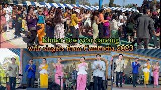 2023 Khmer new year dancing at Stockton temple with the singers from Cambodia 04/16 .Ep#1