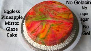 Eggless Pineapple Mirror Glaze Cake || Eggless Pineapple Cake || Holi Special Cake