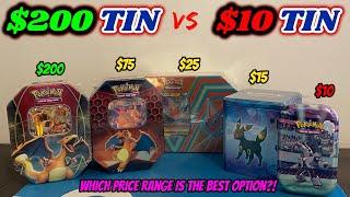$200 POKEMON TIN vs $10 POKEMON TIN - Which option is the BEST VALUE?! + GIVEAWAY!!