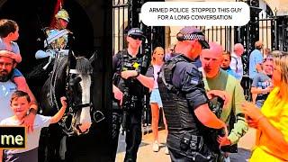 TOURIST IN SHOCK: MAN MAKES FUN OF HER AFTER SHE DISRESPECTS THE KING'S GUARD AT HORSE GUARDS LONDON