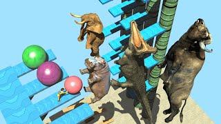 Nick and wild animals, High jump game, Elephant, Buffalo, Crocodile, Hippopotamus 4K