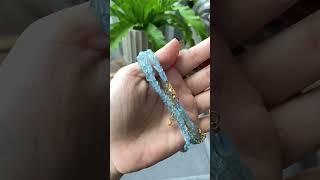 Natural High Clear Grade Aquamarine Raw Rock nuggets Triple wrap Bracelet long necklace