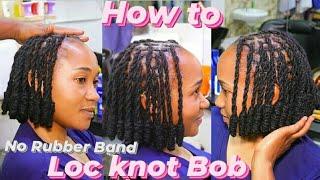 Symmetrical Loc Knot Bob / No Rubber Bands / Knotted Double Strand Twist Bob Tutorial on Dreads.