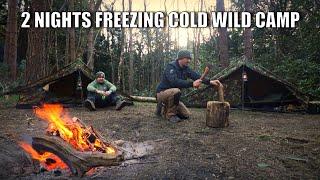 Freezing cold UK wild camp - 2 nights in vintage Dutch army tents