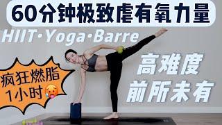 暴汗燃脂一小时老手都怕极致虐60分钟减脂力量有氧燃HIIT Yoga Barre训练｜有氧无氧普拉提瑜伽结合健身教程｜和Audrey一起运动