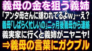 【スカッとする話】義母の金を狙う義姉「アンタ母さんに嫌われてるよｗ」…え？義母「しばらく忙しいの」二ヶ月後義母から連絡⇒義実家に行くと義姉がニヤニヤ…結果